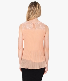 chemise femme plissee sans manches avec dentelle rose chemisiersB808701_3