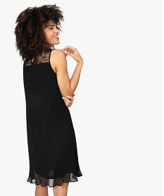 robe femme plissee avec haut du dos en dentelle noirB809001_3