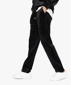 GEMO Pantalon femme large en velours ras noir vif