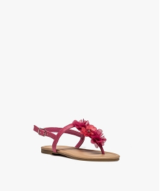 sandales fille a entre-doigts orne de fleurs en tissu roseB810001_2