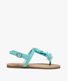 GEMO Sandales fille à entre-doigts orné de fleurs en tissu bleu standard