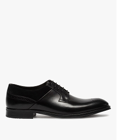 GEMO Derbies homme unis en cuir à bout fleuri Noir