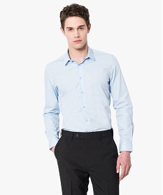 GEMO Chemise homme coupe droite unie - Repassage facile Bleu