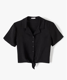 GEMO Chemise fille coupe courte à nouer dans le bas Noir