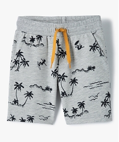GEMO Bermuda garçon à motif estival avec ceinture bord-côte kaki fonce