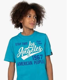 tee-shirt garcon a manches courtes et inscription  - american people bleuB815301_1