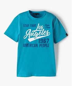 tee-shirt garcon a manches courtes et inscription  - american people bleuB815301_2