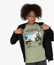 GEMO Tee-shirt garçon imprimé cactus - American People Vert