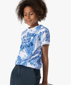 GEMO Tee-shirt garçon à manches courtes imprimé tropical - American People Blanc