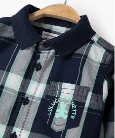 chemise bebe garcon a manches longues et carreaux a col polo - lulu castagnette imprimeB816301_2