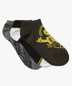 chaussettes garcon ultra courtes imprimees (lot de 3) multicolore chaussettesB817201_1