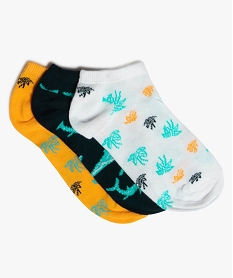 GEMO Chaussettes garçon ultra courtes à motifs tropicaux (lot de 3) Multicolore