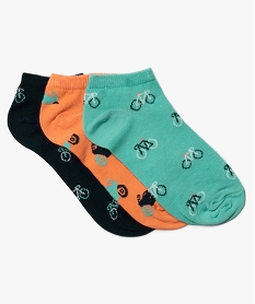 GEMO Chaussettes garçon ultra courtes à motifs deux roues (lot de 3) dore