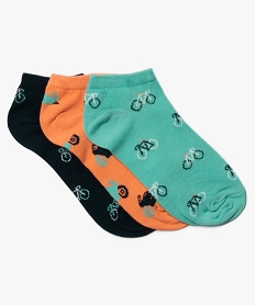 GEMO Chaussettes garçon ultra courtes à motifs deux roues (lot de 3) Multicolore