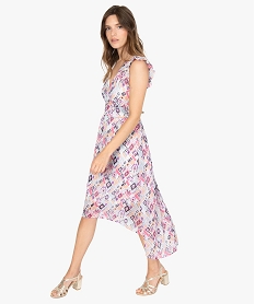 GEMO Robe femme en voile imprimé asymétrique Imprimé