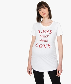 GEMO Tee-shirt de grossesse à manches courtes et imprimé fantaisie Blanc