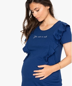 tee-shirt de grossesse a message et volants bleuB821801_2