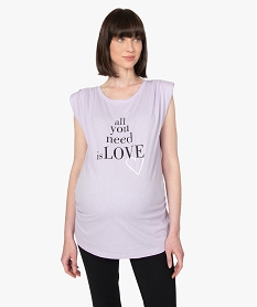 tee-shirt de grossesse avec col rond et epaulettes violetB822101_1