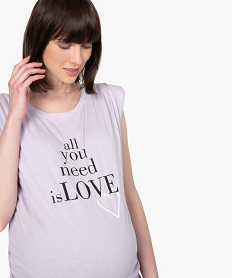 tee-shirt de grossesse avec col rond et epaulettes violetB822101_2