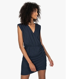 GEMO Robe femme courte avec haut cache-cour Bleu