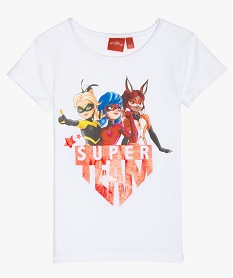 GEMO Tee-shirt fille manches courtes imprimé - Miraculous Blanc