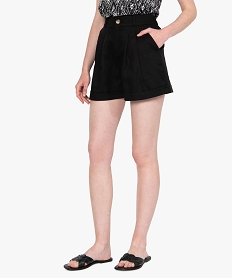 GEMO Short femme en toile coupe ample Noir