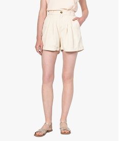 short femme en toile coupe ample beige shortsB825601_1