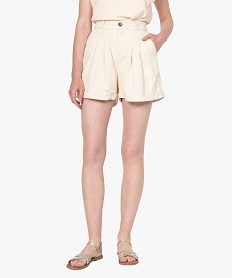 GEMO Short femme en toile coupe ample Beige