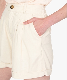 short femme en toile coupe ample beige shortsB825601_2