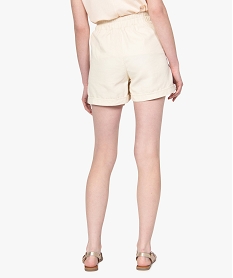 short femme en toile coupe ample beige shortsB825601_3