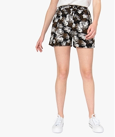 GEMO Short femme imprimé en maille fluide avec taille élastiquée Imprimé