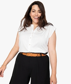 GEMO Tee-shirt femme grande taille boutonné sur l’avant Beige