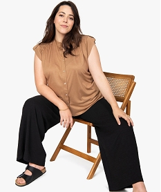 GEMO Tee-shirt femme grande taille boutonné sur l’avant Orange