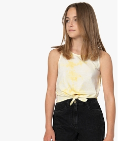 GEMO Débardeur fille effet tie and dye avec bas noué Jaune