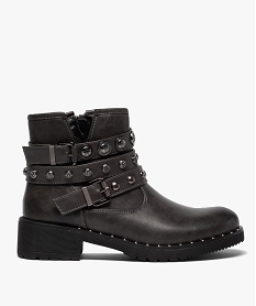 GEMO Boots femme à talon carré et brides fantaisie gris standard