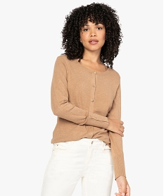 GEMO Gilet femme en maille fine avec col rond et boutons métalliques Orange