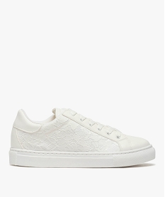 GEMO Tennis femme unies à lacets dessus dentelle blanc standard