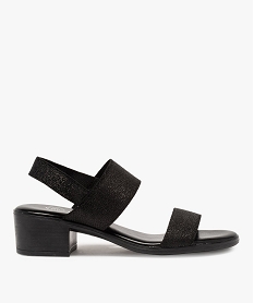 GEMO Sandales femme à talon carré et larges brides élastiquées noir standard