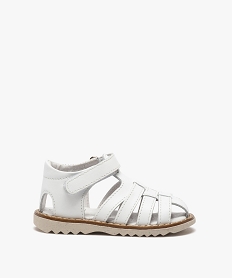 GEMO Sandales bébé en cuir à bout fermé et bride scratch blanc standard