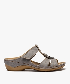 GEMO Mules femme confort à bride scratch Gris