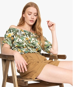 GEMO Blouse femme courte à motifs fleuris Imprimé