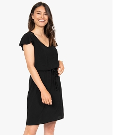 GEMO Robe femme en crêpe et dentelle Noir