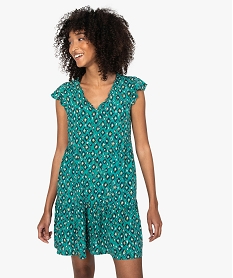 GEMO Robe femme imprimée avec manches à volants Imprimé