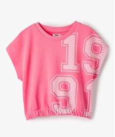 sweat fille crop top a manches courtes rose sweatsB848201_1