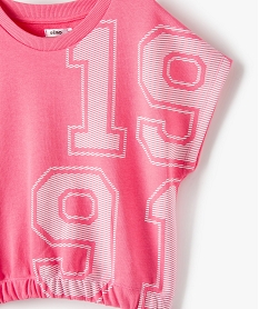 sweat fille crop top a manches courtes roseB848201_2