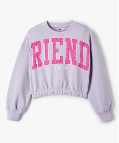 GEMO Sweat fille coupe courte resserrée dans le bas Violet