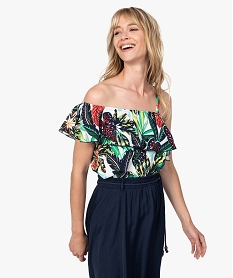 GEMO Blouse femme imprimée coupe asymétrique Imprimé