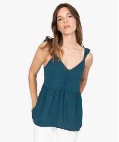 GEMO Blouse femme ample à bretelles volantées Bleu