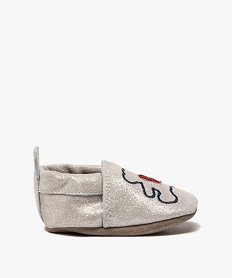 GEMO Chaussons de naissance bébé fille pailletés en cuir - LuluCastagnette Gris