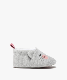 chaussons de naissance bebe fille en velours motif chat grisB852501_1